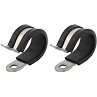 sourcingmap 2pcs de 20mm de diámetro Abrazaderas de cable de tubo revestidas de goma con forma de R tubo de acero…